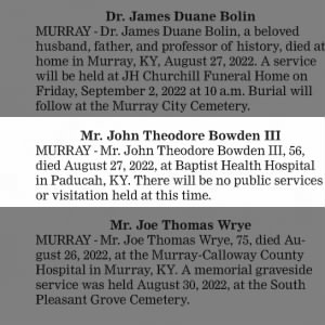 Obituary for John Theodore Bowden III