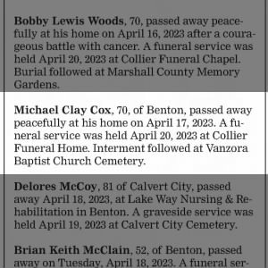 Obituary for Michael Clay Cox