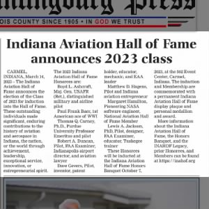 Indiana Aviation Hall of Fame Announces 2023 Class